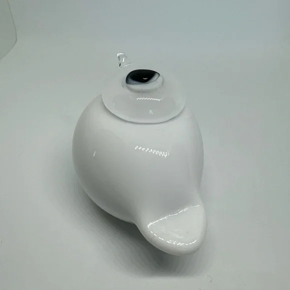 Oiva Toikka Glass Bird Puffball by Iittala Finland Finnish Sculpture White Small